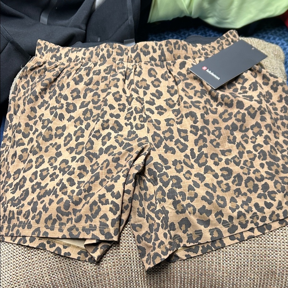 lululemon athletica Leopard Print Athletic Shorts - Tan and Black